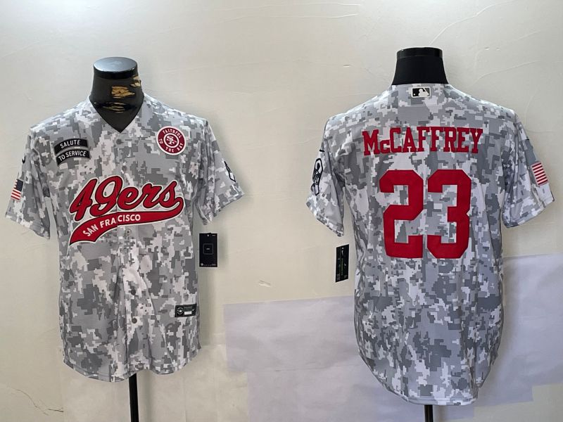 Men San Francisco 49ers #23 Mccaffrey Nike Arctic Camo 2024 Salute to Service Limited NFL Jersey style 2->san francisco 49ers->NFL Jersey